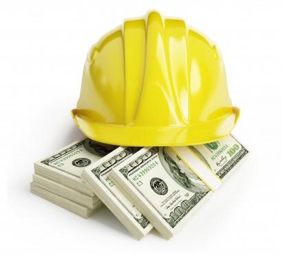 construction hat and money
